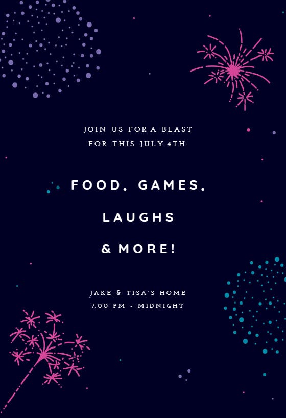With a bang - 4th of july invitation