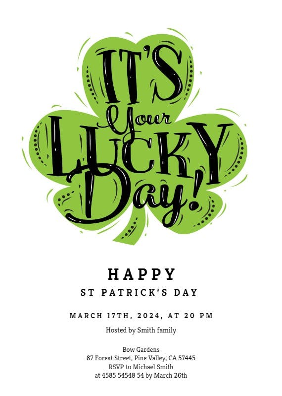 Your lucky day - st. patricks day invitation