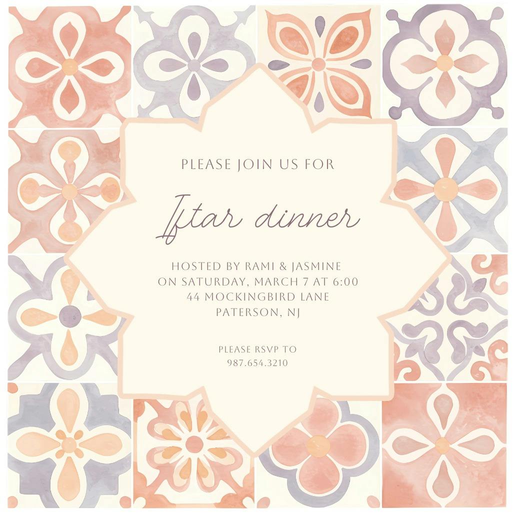 Zellige - holidays invitation