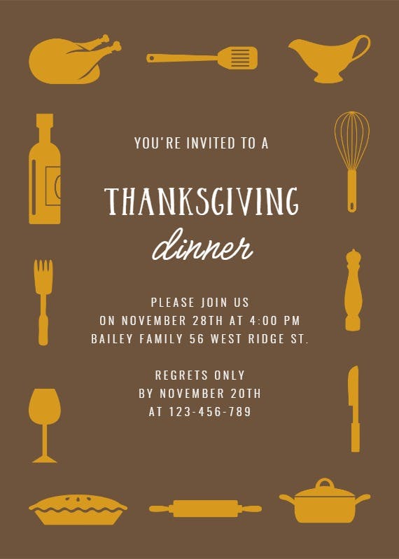 A thanksgiving dinner -  invitación de comida de traje