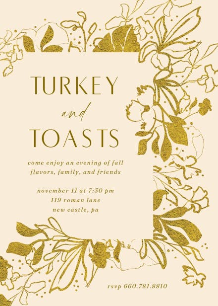 Abstract blooms - thanksgiving invitation