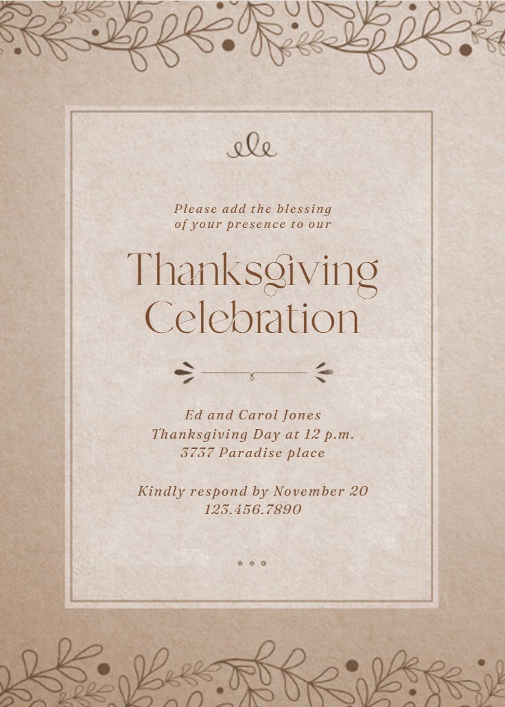 Added blessing - thanksgiving invitation