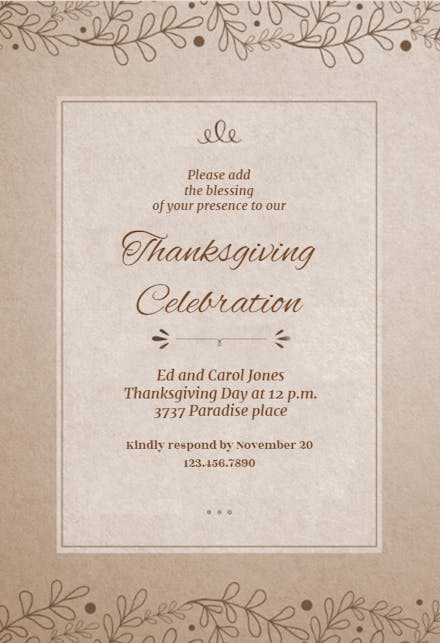 Added Blessing - Thanksgiving Invitation