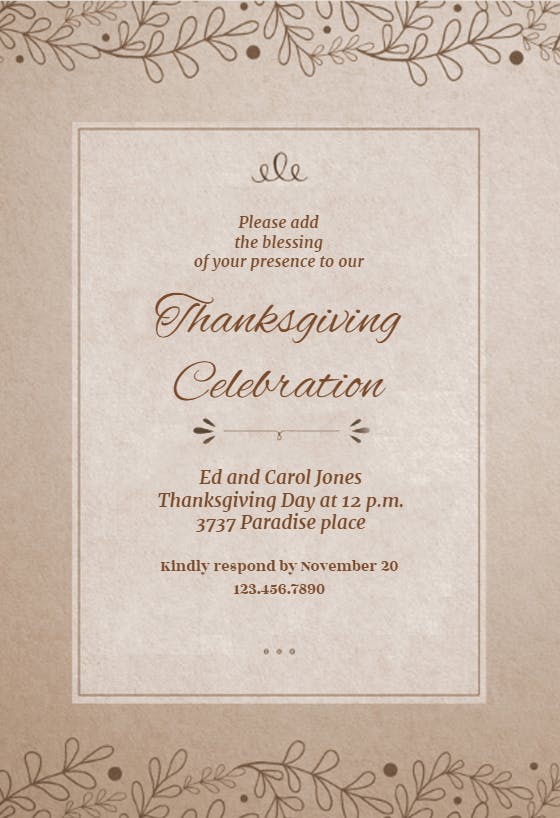 Added blessing - thanksgiving invitation