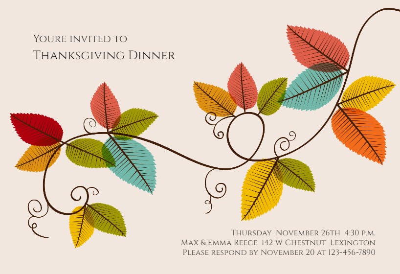 Autumn swirl - thanksgiving invitation