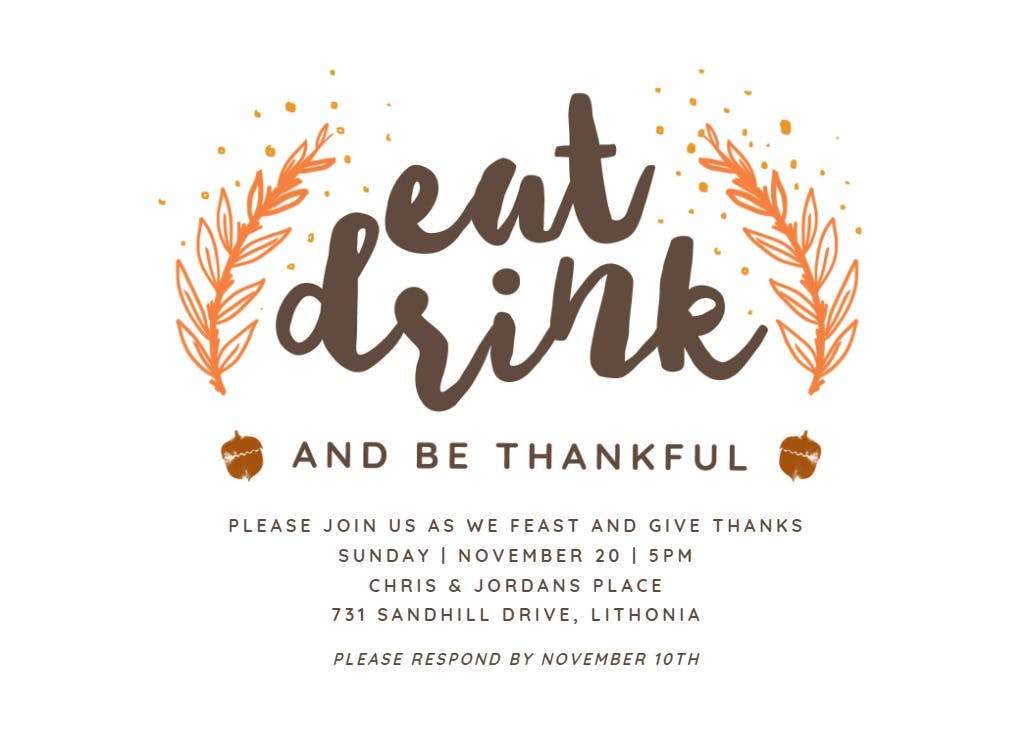 Be thankful - thanksgiving invitation