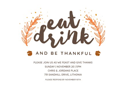 Be Thankful - Thanksgiving Invitation