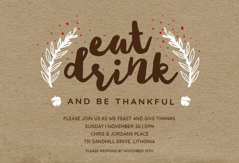 Be thankful - thanksgiving invitation