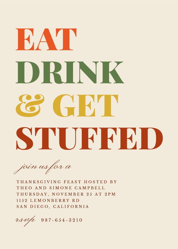Bold type - thanksgiving invitation