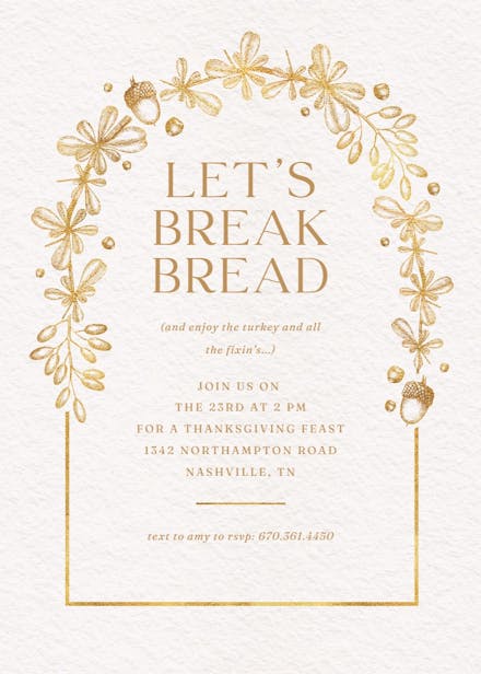 Break bread - thanksgiving invitation