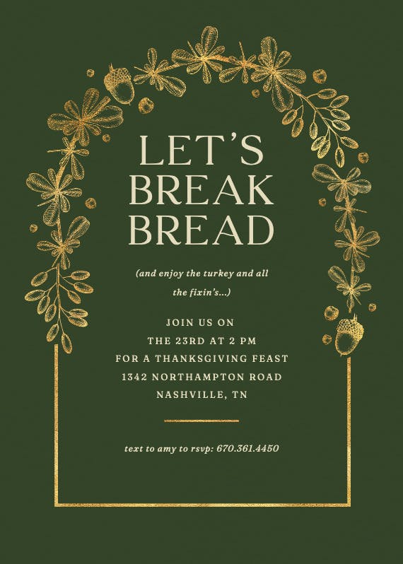 Break bread -  invitación de acción de gracias