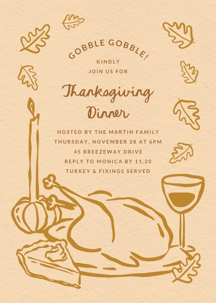 Casual turkey time - thanksgiving invitation
