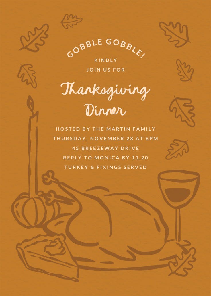 Casual turkey time - thanksgiving invitation