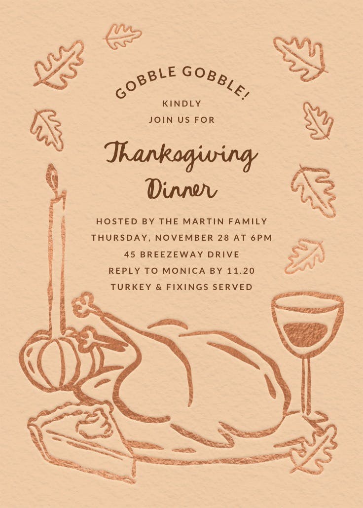 Casual turkey time - thanksgiving invitation