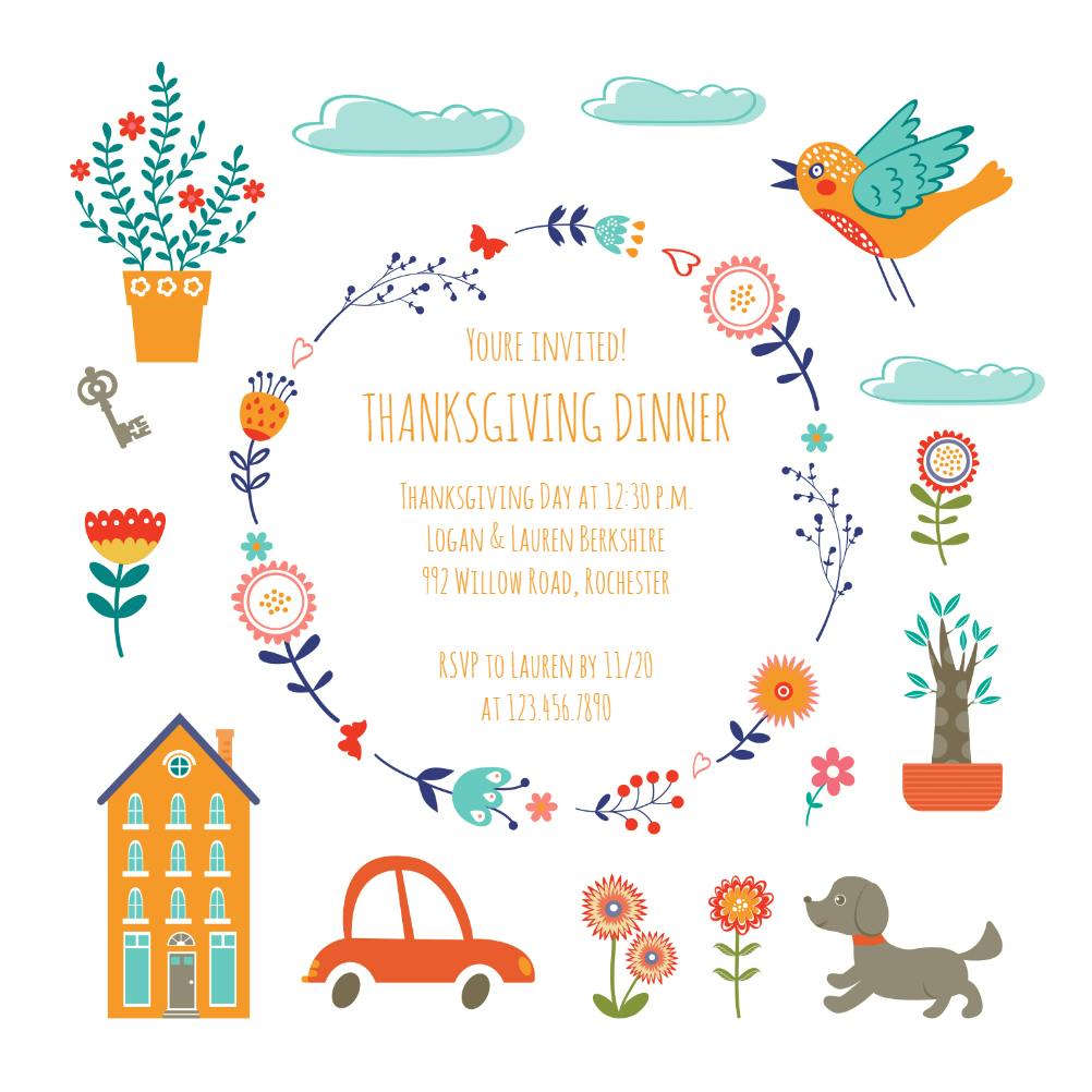 Circle of thanks - thanksgiving invitation