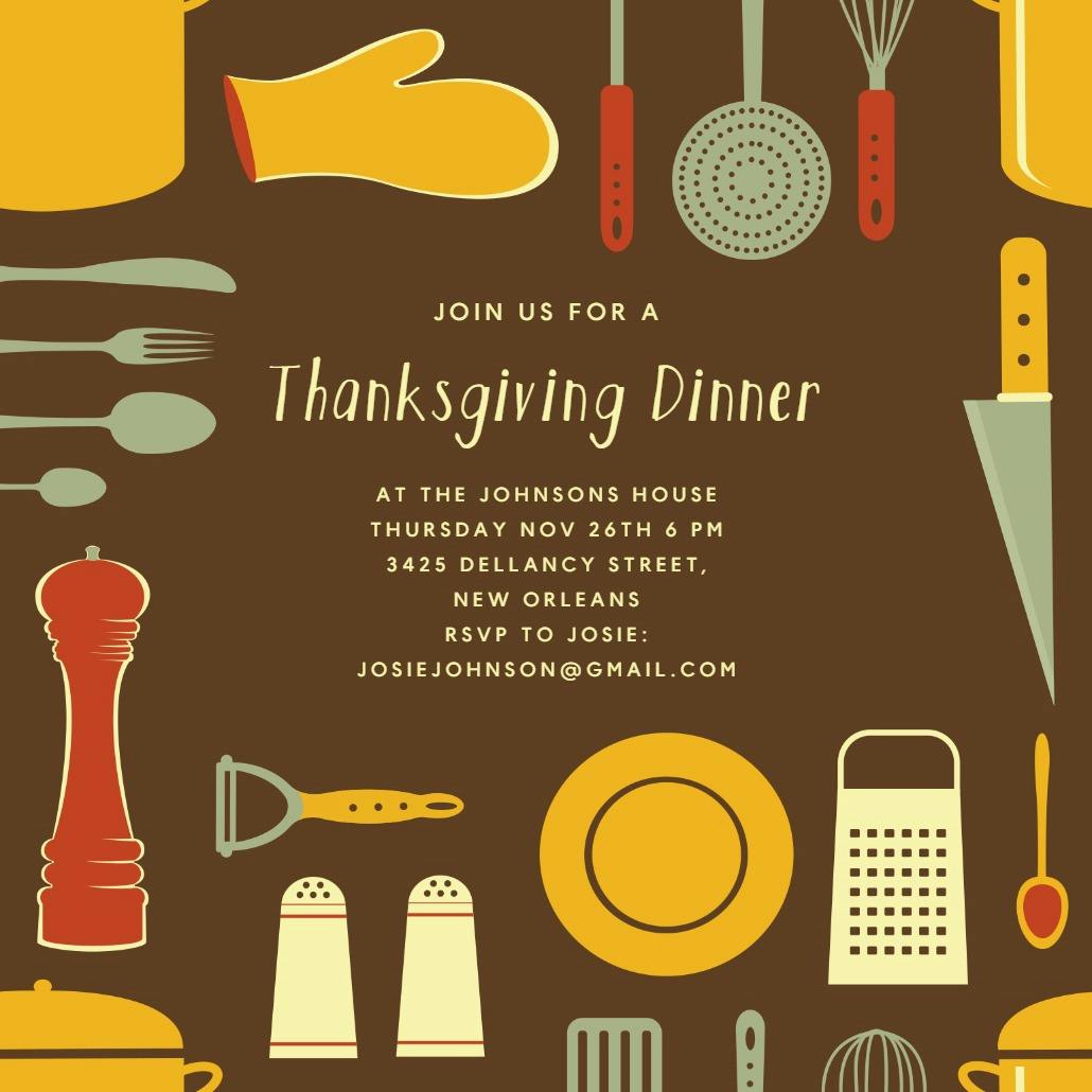 Cook’s tools border - thanksgiving invitation