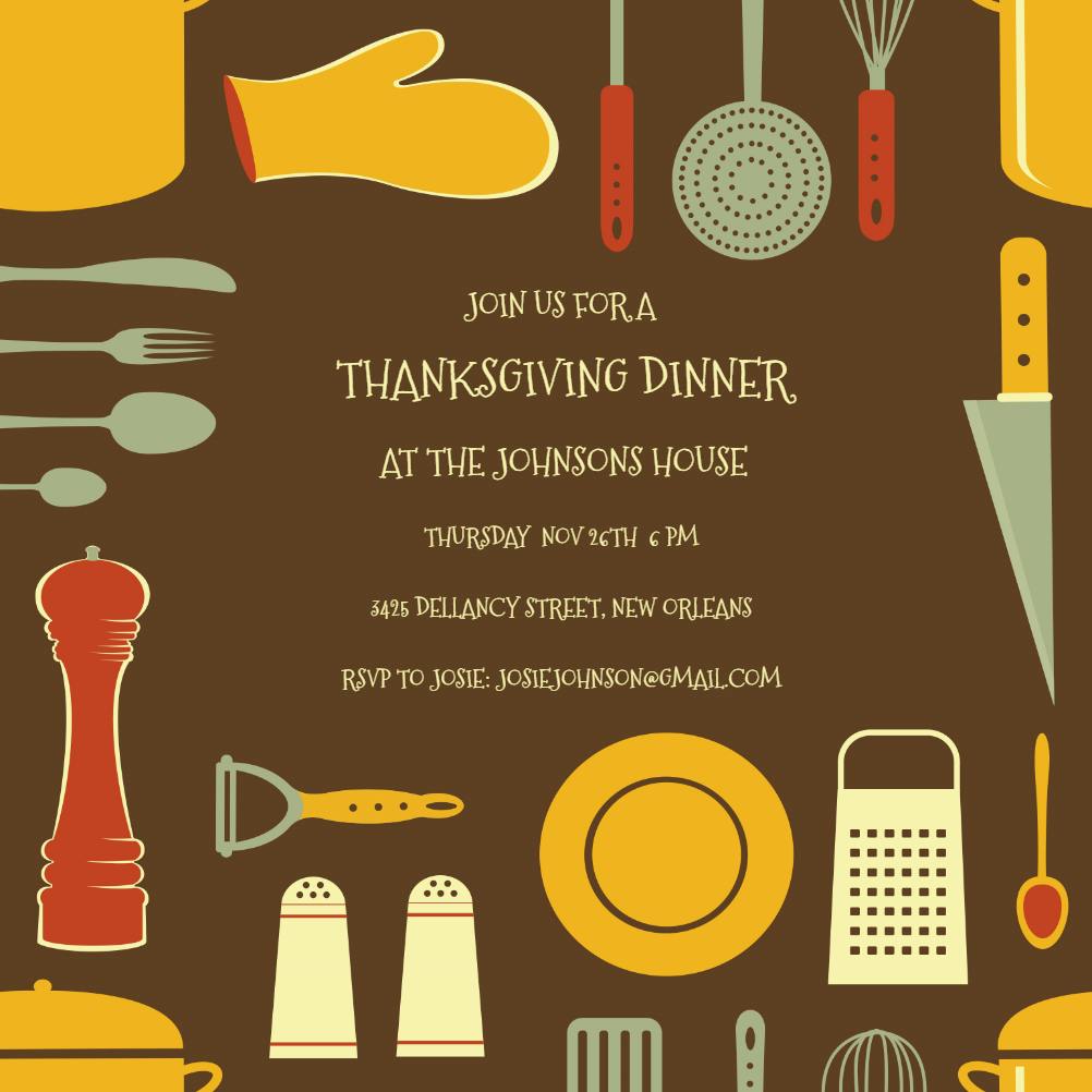 Cook’s tools border - thanksgiving invitation