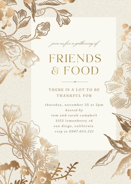 Coppery ink - thanksgiving invitation