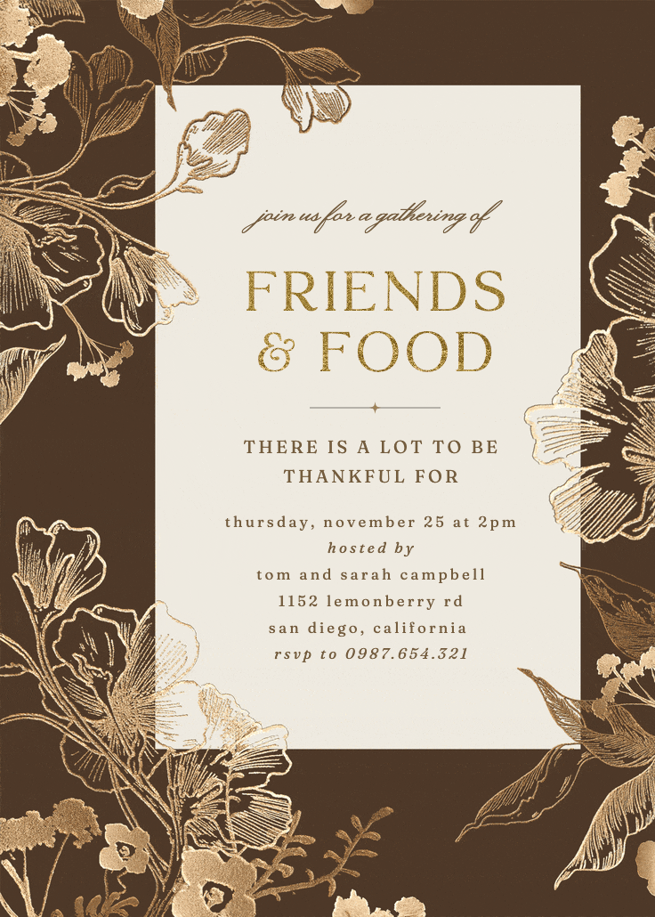 Coppery ink - thanksgiving invitation