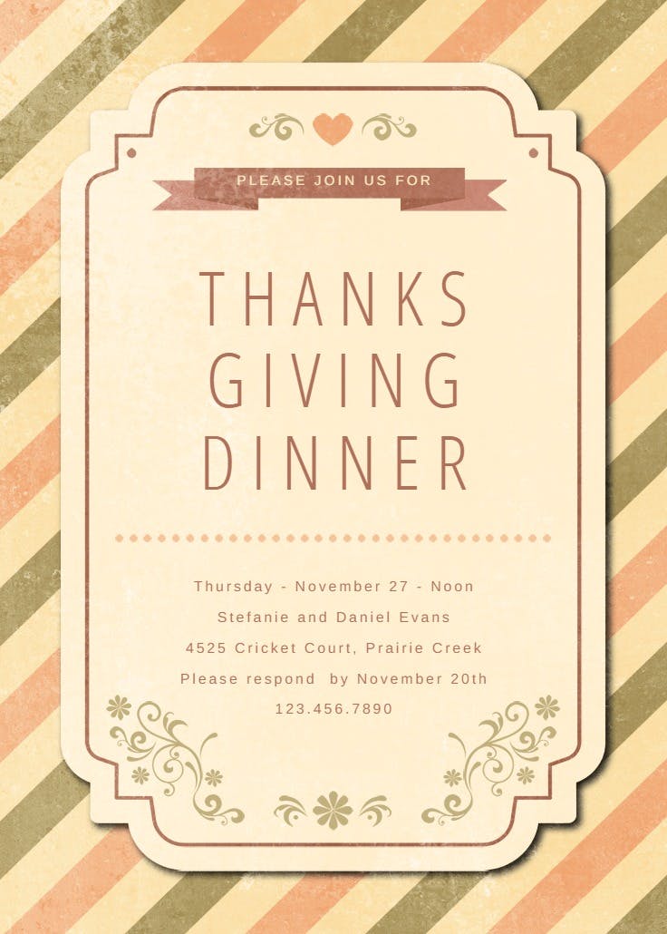 Delicate floral diagonal - thanksgiving invitation