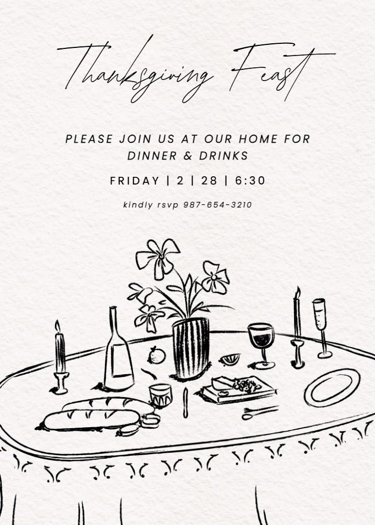 Linear Frame - Thanksgiving Invitation Template (Free) | Greetings Island