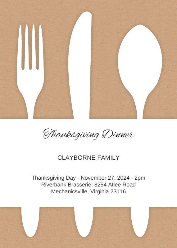 Dinner service - thanksgiving invitation