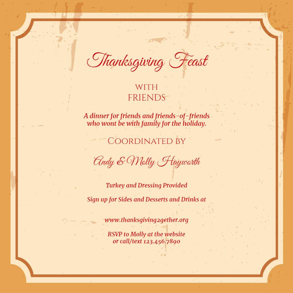 Distressed neutrals - thanksgiving invitation
