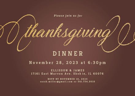 Elegant calligraphy - Invitación De Acción De Gracias