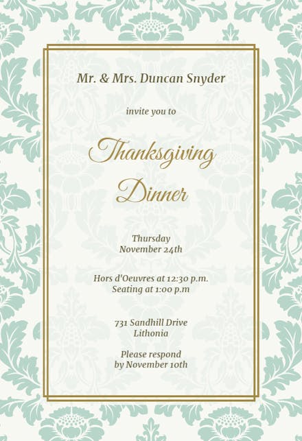 Faintly floral - thanksgiving invitation