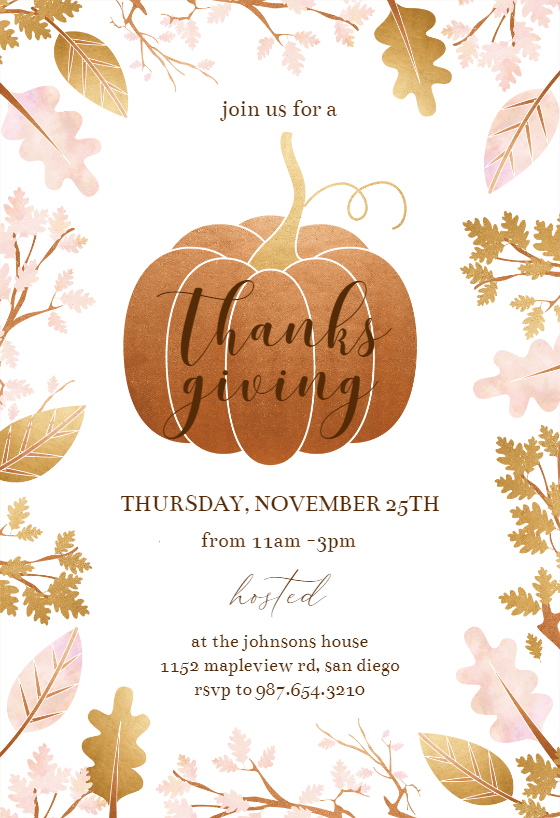 Thanksgiving Invitation Templates (Free) | Greetings Island