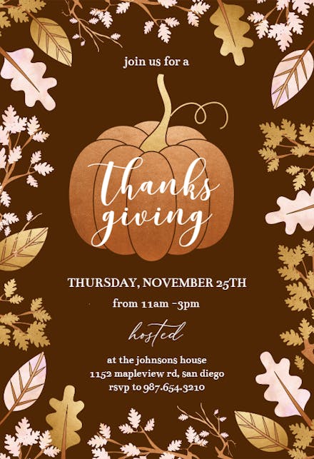 Fairy Forest Woodland - Thanksgiving Invitation Template 