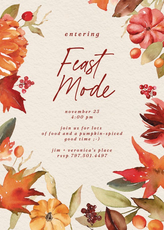 Fall feast - thanksgiving invitation