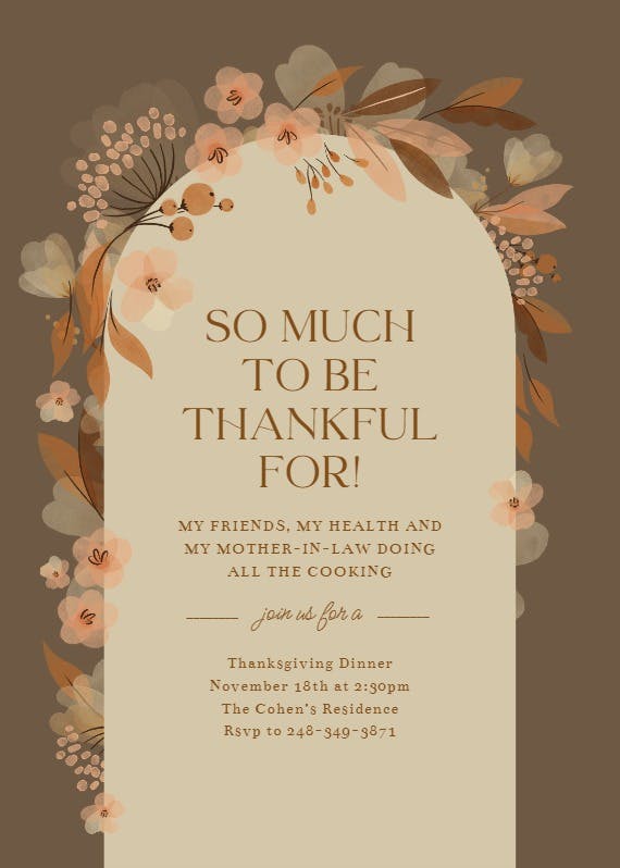 Fall floral arch - thanksgiving invitation