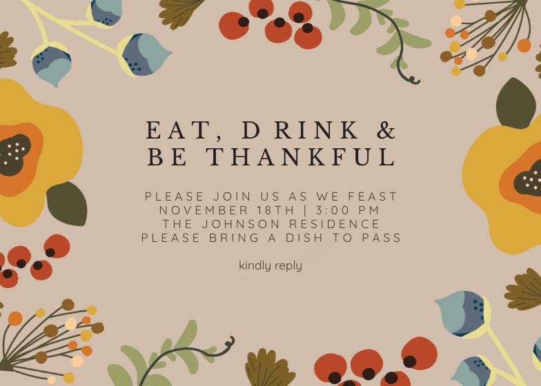 Fall flowers - party invitation