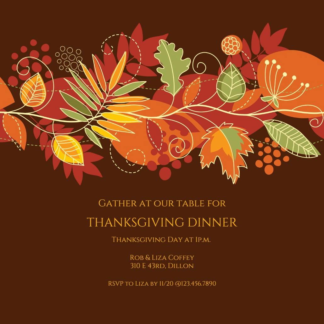 Festive fall - invitación de acción de gracias