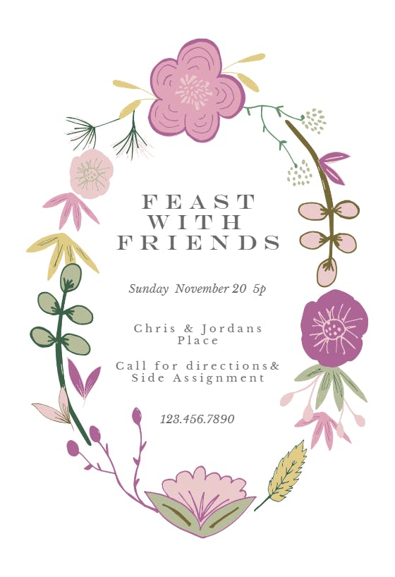 Floral finery - thanksgiving invitation