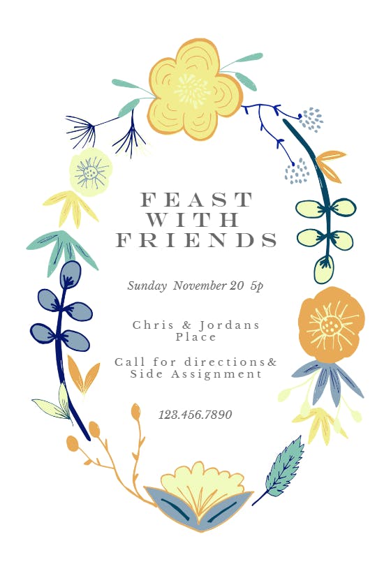 Floral finery - thanksgiving invitation