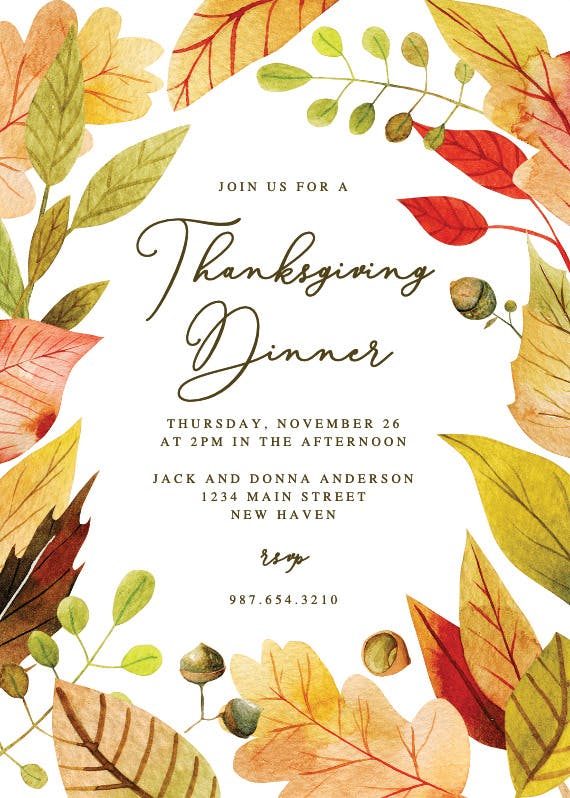 Flowing leaves - thanksgiving invitation