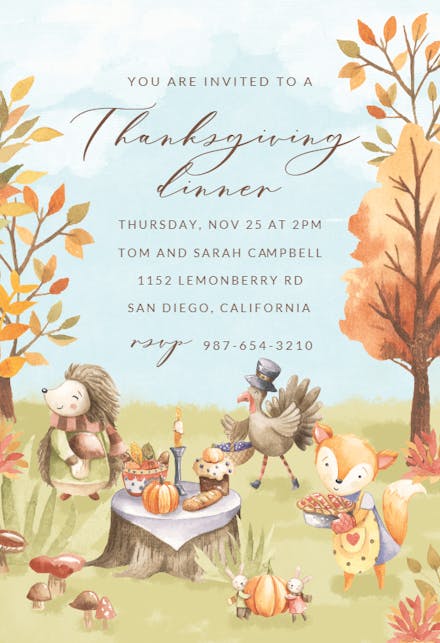 Forest in Autumn - Thanksgiving Invitation