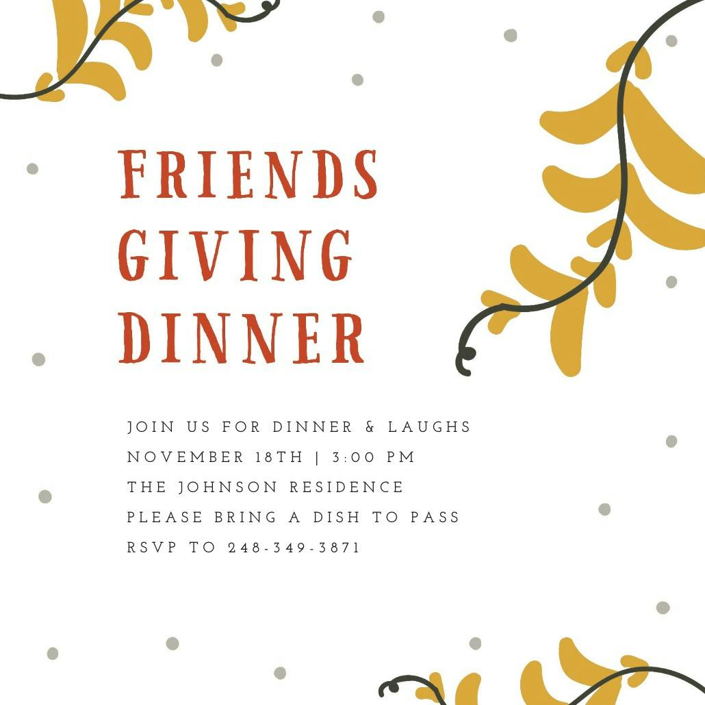 Friendsgiving dinner - thanksgiving invitation
