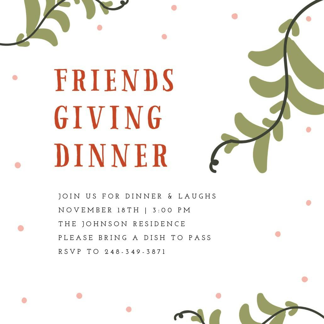 Friendsgiving dinner - thanksgiving invitation