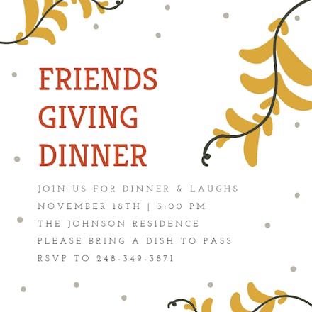 Friendsgiving Dinner Thanksgiving Invitation Template Free Greetings Island