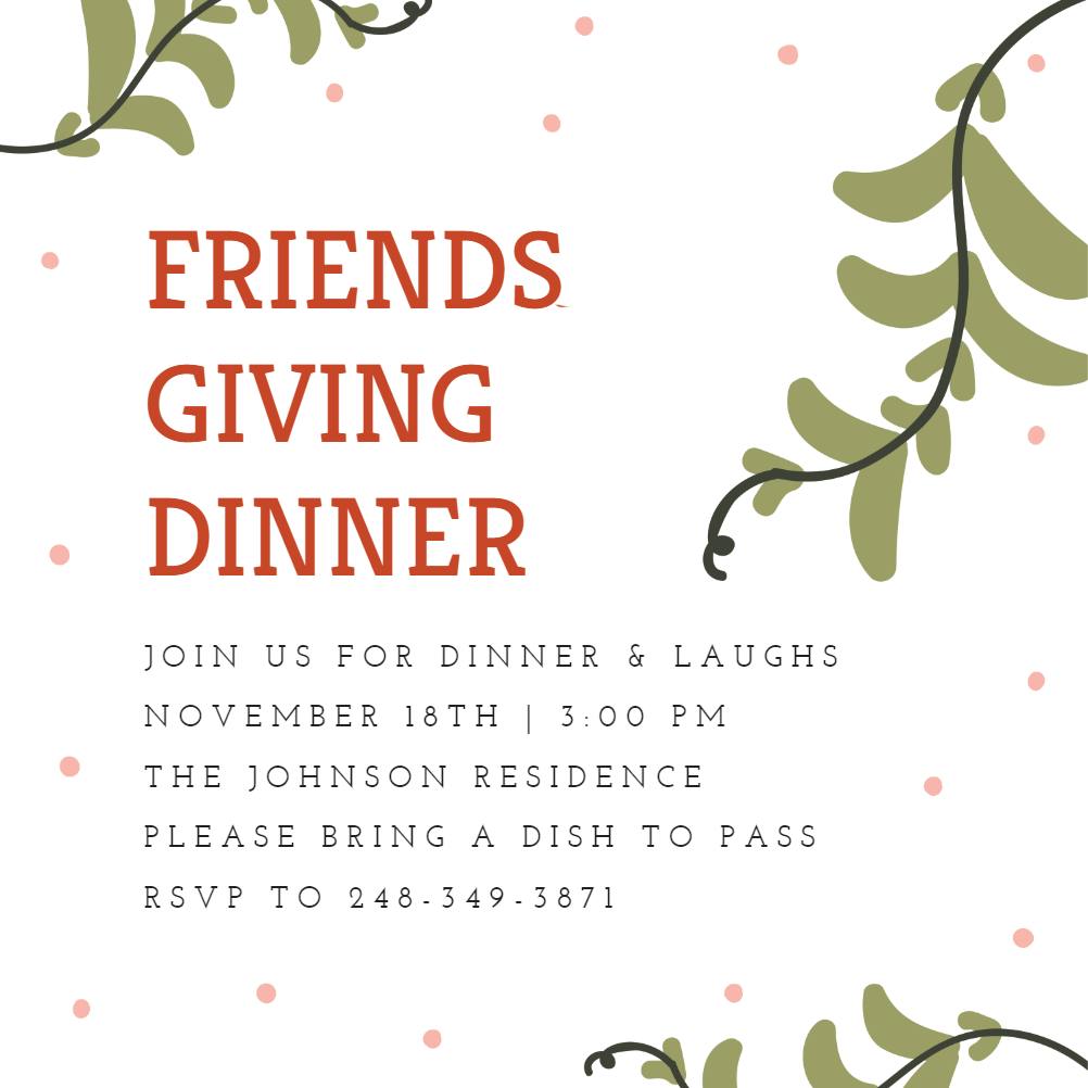 Friendsgiving dinner -  invitación de acción de gracias