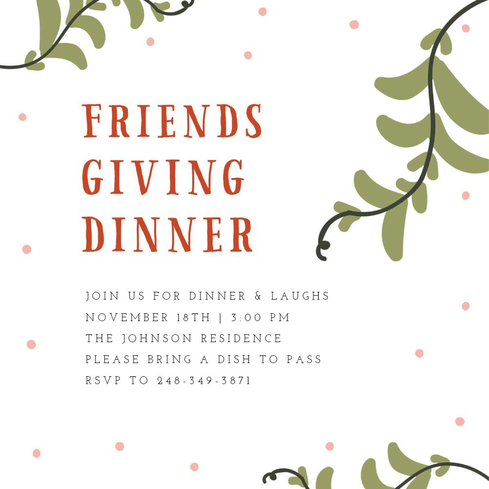Friendsgiving dinner -  invitación de acción de gracias