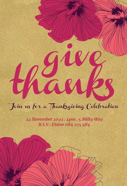 Give Thanks - Invitación De Acción De Gracias