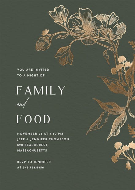 Golden orchid - thanksgiving invitation
