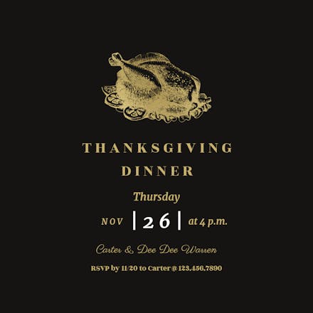 Golden Turkey - Invitación De Acción De Gracias