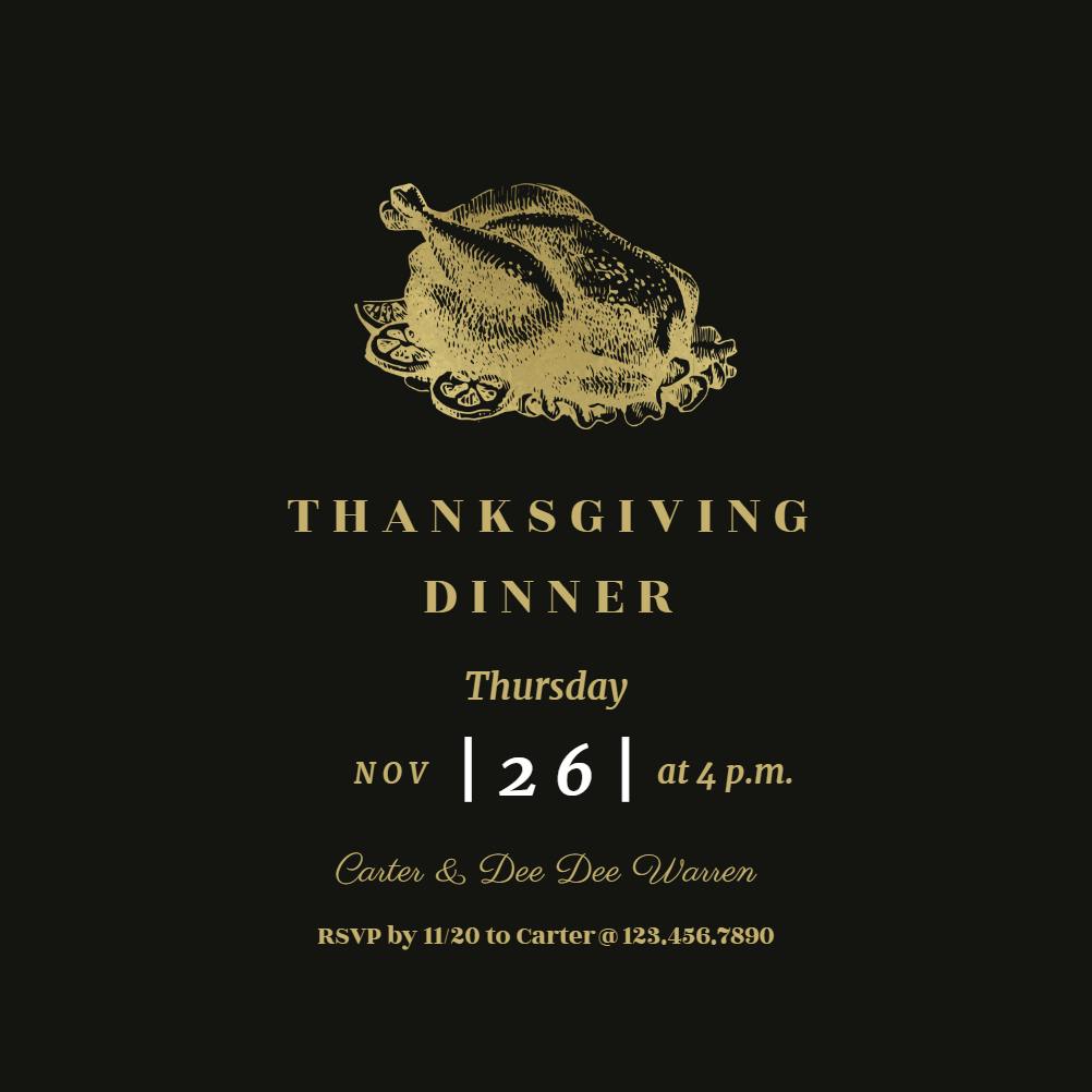 Golden turkey - thanksgiving invitation