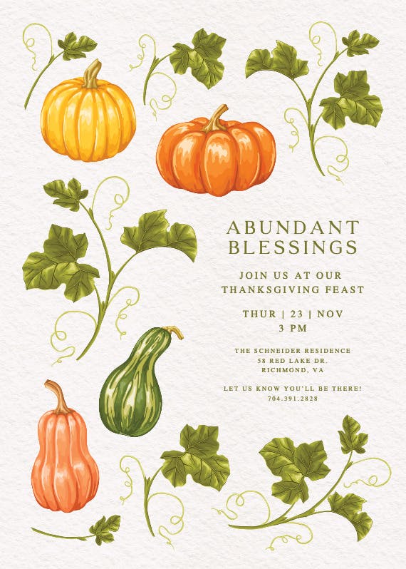 Gourd times - thanksgiving invitation