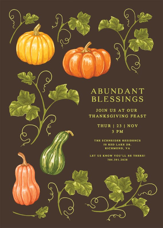 Gourd times - thanksgiving invitation